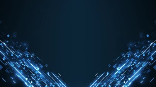 Futuristic Blue Technology Circuit with Glowing Light Particles Background Loop