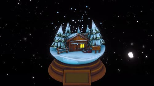 Merry Christmas Snowy Globe Village in Snowfall