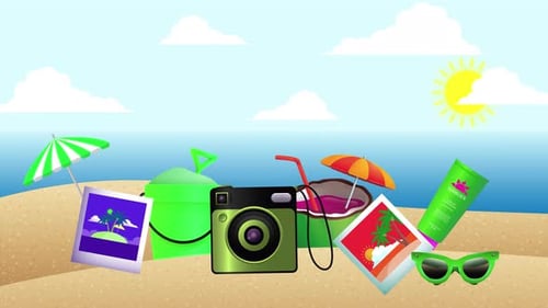 Animated Summer Beach Vacation Items and Accessories