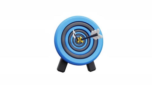 3D Animation Bullseye Target With Arrow Success