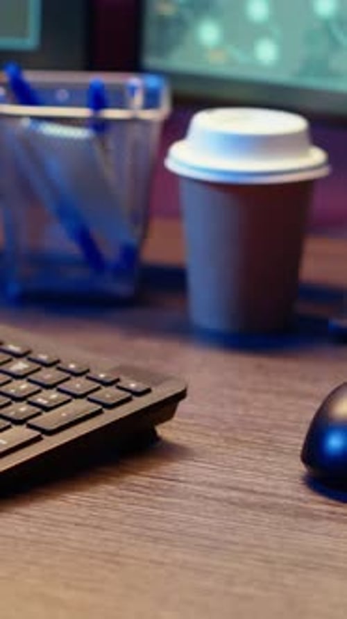 Vertical Video Meticulous Hacker Typing on Computer Keyboard Close Up