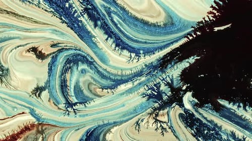 Abstract Swirling Fluid Motion Background in Blues and Browns