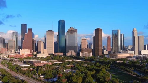 Drone Video of Houston Texas Skyline