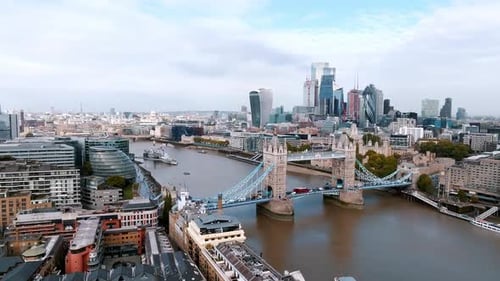 Iconic Tower Bridge Connecting London with Southwark on the Thames River