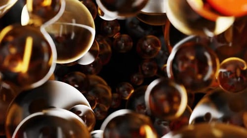 Abstract Golden Fluid Spheres Loop Background Animation