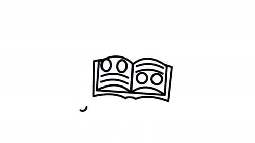 Hand-Drawn Animated Open Book with Sparkles Loop
