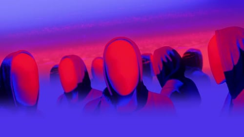 Hooded Mannequins Looping Retro Style Background