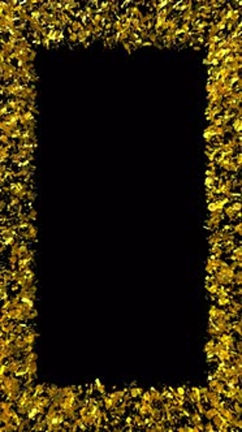 Moldura pesada quadrada dourada com glitter, sobreposição reversa e elegante