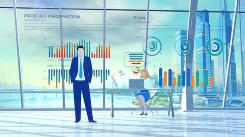 Business Team Analyzing Data in Modern City Office