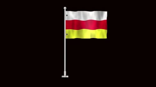 South Ossetia Flag Waving Animation on Alpha Channel