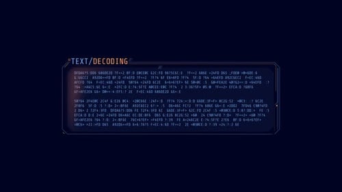 Ventana de decodificación de texto mediana con efecto de letras aleatorias