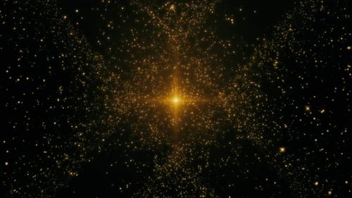 Shining Golden Glitter Particles Burst Light Background