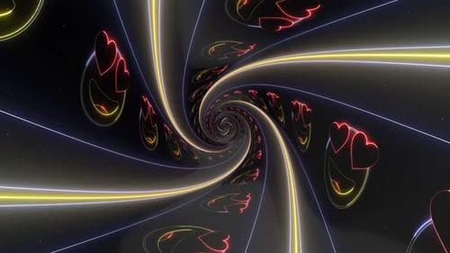 Smiling and Heart Eyes Neon Emoji, Social Media Reaction, Loop