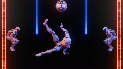 Futuristic Dancing Robots and Disco Ball Animation