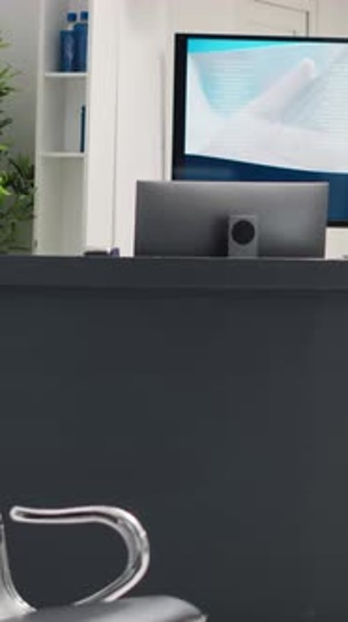 Vertical Video Empty Reception Counter at Health Clinic