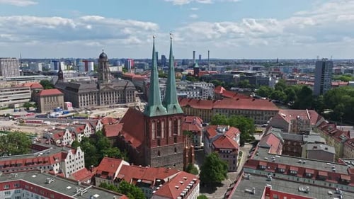 Aerial view of St. Nicholas' Church Museum in Berlin