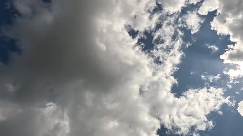 Timelapse Fluffy Cumulus Clouds Moving in Bright Blue Sky Abstract Aerial Nature Summer Sky View