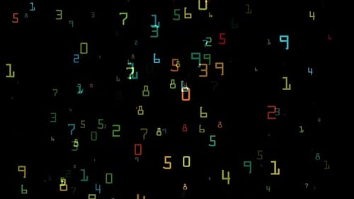 Animated Colorful Digital Numbers Flowing Abstract Technology Background