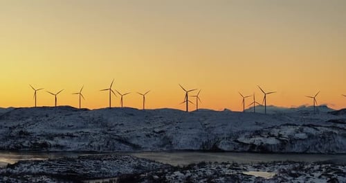 Twilight Vigil on the Arctic Front Lofoten's Wind Turbines