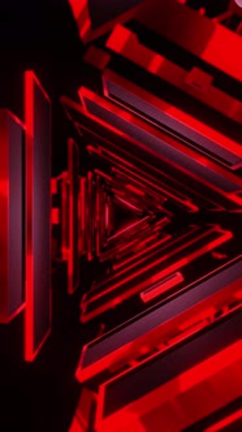 Red and black tunnel with red light at the end. Looped animation