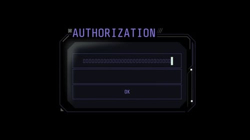 HUD Element Password Entry Animation of Authorization Window