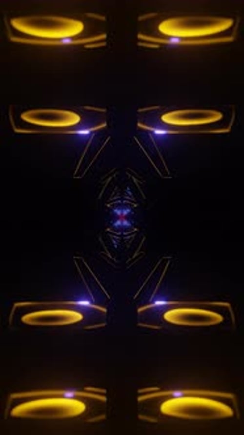 Vertical Video of Dynamic Rotating Geometry with Neon Highlights