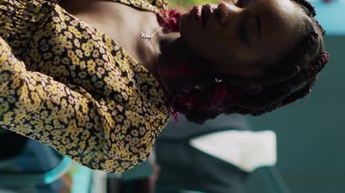 Vertical Video Pregnant Shopper Searching for Comfortable Trendy Clothes at Department Store