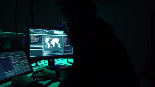 Hackers Breaking Server Using Multiple Computers and Infected Virus Ransomware Cybercrime