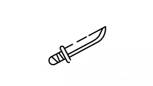 Minimalist Animated Line Art of a Survival Knife Icon