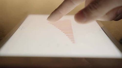 Finger Swiping Charts and Graphs on Tablet