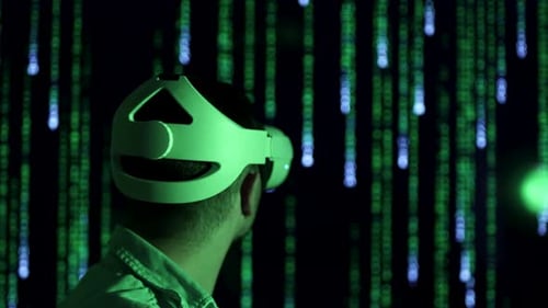 Young Man Uses Virtual Reality Headset