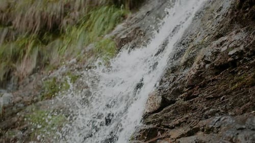 Reiner Süßwasserstrom in den Bergen Fließender Fluss mit sauberem Wasser