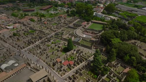 Aerial View of Historic Site of Pompeii City
