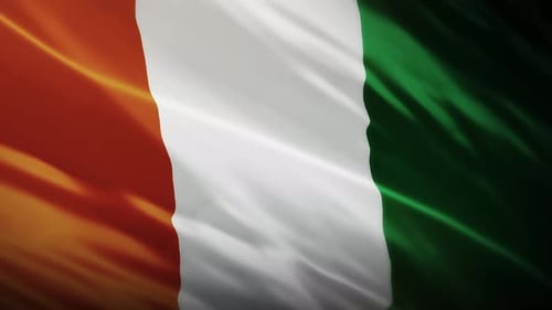 Realistic Waving Flag of Côte d'Ivoire Loop Background