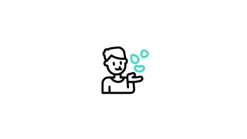 Flat Design Person Icon Animation with Flowing Elements