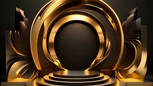 Luxury Golden Stage with Animated Rings