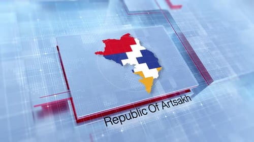 Digital Display of Artsakh Republic Map with Grid Overlay