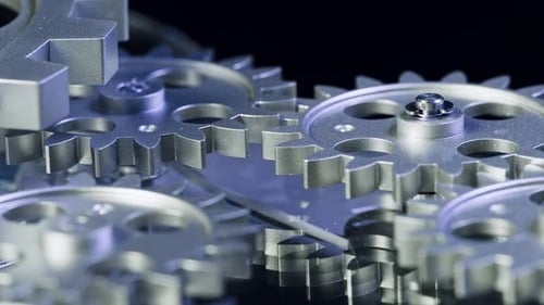 Close Up Silver Gears Turning
