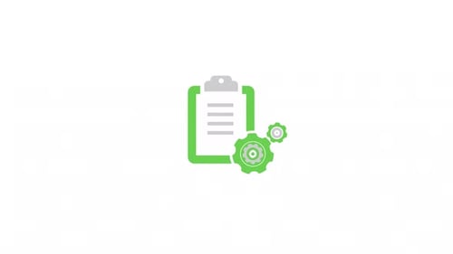 Animated Clipboard with Rotating Gears Icon
