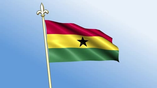 Waving Ghana Flag Realistic 3D Animation