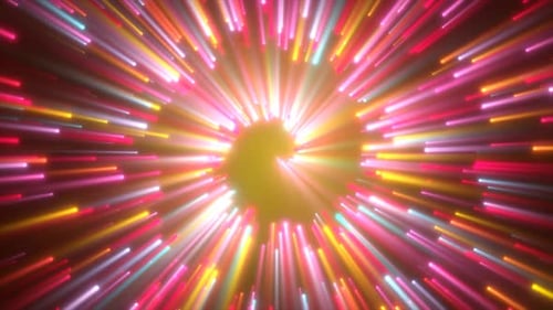 Abstract spiral tunnel of beautiful flying glowing magical particles bokeh circles of multicolored