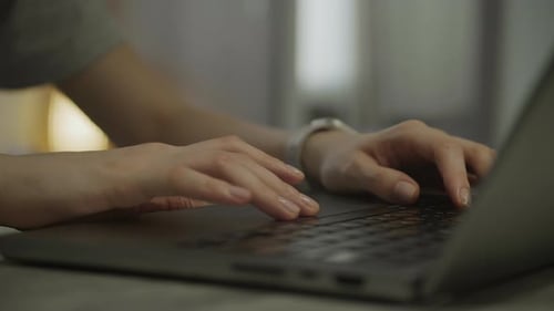 Unrecognizable Woman Hands Swipe and Press Enter Close Up