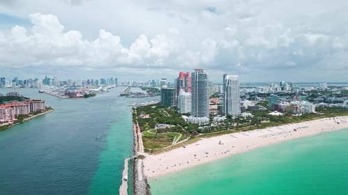 Miami Beach South Beach Miami Beach Skyline Miami Cityscape Aerial View Top View of Miami Coastline