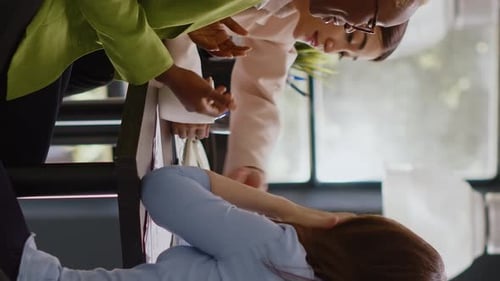 Vertical Video Business Colleagues Planning Investment in Meeting
