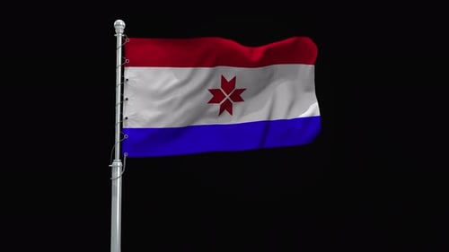 Realistic Waving Flag with Star Emblem Design