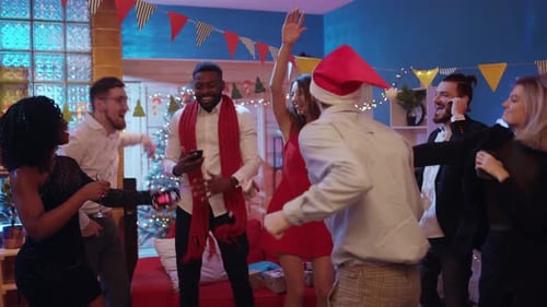 Friends Celebrate Christmas Holiday in Festive Home