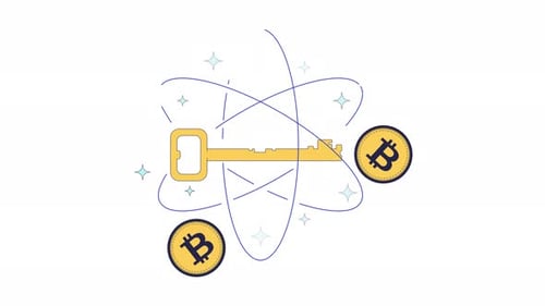 Modern Animated Security Key with Bitcoin Symbols
