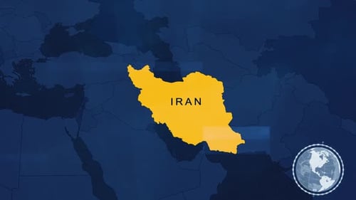 Digital Global Map Highlighting Iran with Data Elements