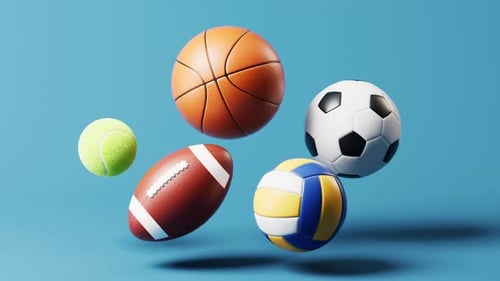 Conjunto de varios juegos deportivos, renderizado 3D.