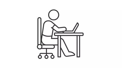 Minimalist Person Typing on Laptop Line Art Icon